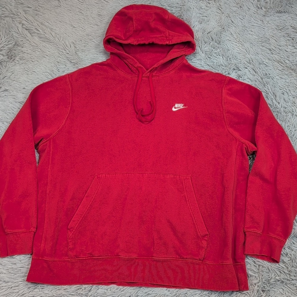Vintage Nike Sweatshirt Mens XL Red Hoodie ‎ Pocket Athletic Street Wear Comfort